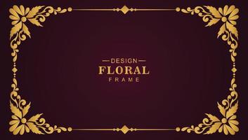 luxe gouden sier bloemen frame banner achtergrond vector