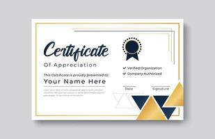 certificaat goud waardering prestatie sjabloon onderscheiding prestatie schoon creatief certificaat erkenning excellentie certificaat grens voltooiing sjabloon certificaat ontwerpsjabloon vector