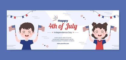 4 juli gelukkige onafhankelijkheidsdag usa twitch banner sociale media sjabloon vector cartoon afbeelding