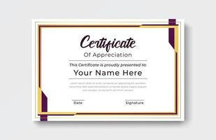 certificaat goud waardering prestatie sjabloon onderscheiding prestatie schoon creatief certificaat erkenning excellentie certificaat grens voltooiing sjabloon certificaat ontwerpsjabloon vector