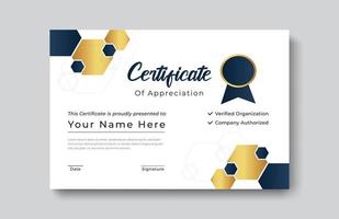 certificaat goud waardering prestatie sjabloon onderscheiding prestatie schoon creatief certificaat erkenning excellentie certificaat grens voltooiing sjabloon certificaat ontwerpsjabloon vector