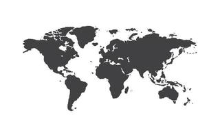 wereldkaart vector geïsoleerd op een witte achtergrond. platte aarde kaart vector. wereldkaart vectorillustraties, wereldbol vergelijkbaar wereldkaartpictogram. kaart silhouet voor sjabloon, bedrijf,