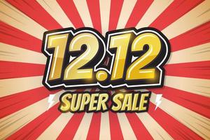 12.12 super verkoop, lettertype retro vintage design. vector illustratie