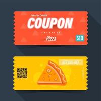 couponkaart voor eten en drinken. pizza-elementsjabloon voor grafisch ontwerp. vector illustratie