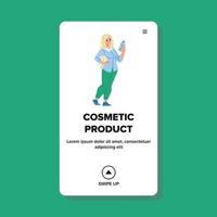 fles cosmetisch product met jonge vrouw vector