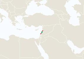 Azië met gemarkeerde kaart van Libanon. vector