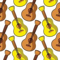 naadloos vectorpatroon met gele en bruine gitaar vector