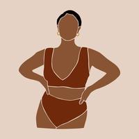 moderne abstracte vrouw lichaam figuur in zwembroek. vrouwelijke vorm. internationale plus size vrouwen in ondergoed. hedendaagse art.silhouette van zomer anonieme vrouw. minimalistische esthetische illustratie vector