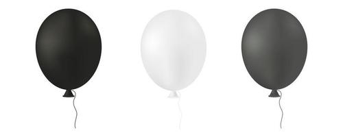 set lucht helium ballonnen met lint. verzameling realistische ballonnen van verschillende kleuren, matte tinten. feestelijke kleurrijke decoratieve 3d render-object. decoratie viering ontwerpelementen. vector