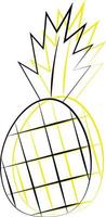 enkel element ananas. teken illustratie in zwart en geel vector