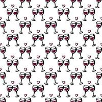 naadloze doodle patroon met cheers wijnglas. vectorillustratie. vector