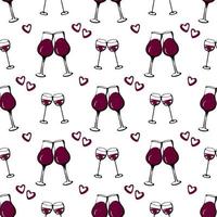 naadloze doodle patroon met cheers wijnglas. vectorillustratie. vector