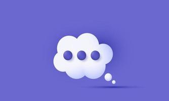 unieke realistische toespraak cloud bubble chat bericht sociale media 3D-pictogram geïsoleerd op vector