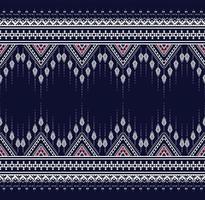 geometrische etnische textuur borduurwerk ontwerp met donkerblauwe achtergrond of behang en rok, tapijt, behang, kleding, verpakking, batik, stof, vel witte driehoek vormen vector, illustratie ontwerp vector