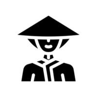 dawley chinese kegelvormige hoed glyph pictogram vectorillustratie vector