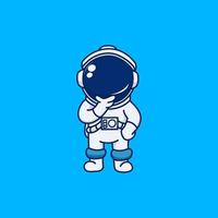 schattig denkend astronaut karakter vector ontwerp