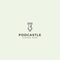 podcast kasteel logo ontwerp vector