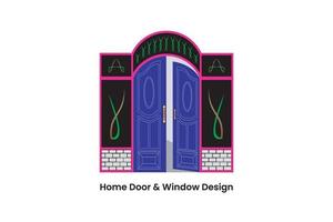 elegant huisdeur- en raamontwerp om uw huis te ontwerpen vector