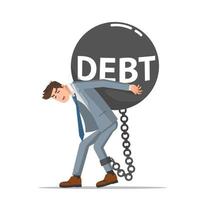 een zakenman heeft een zware schuldenlast vector