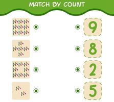 match door telling van cartoon string light. match en tel spel. educatief spel voor kleuters en peuters vector