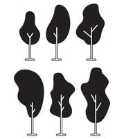 zwarte silhouet set contouren van trees.flat illustratie van planten. vector