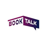 logo symbool combinatie boek en bubble chat talk met vet lettertype en elegante typografie eenvoudig maar indrukwekkend vector