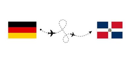 vlucht en reis van Duitsland naar de Dominicaanse Republiek per reisconcept voor passagiersvliegtuigen vector