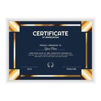creatieve gouden certificaat van waardering award sjabloon vector