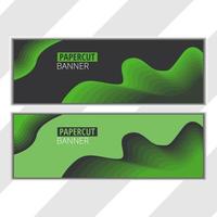 papier gesneden banner achtergrond met zwarte en groene kleur vector