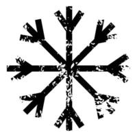 sneeuwvlok grunge getextureerde pictogram geïsoleerd op een witte achtergrond. vector illustratie symbool van sneeuwvlok. zwart-wit stempel