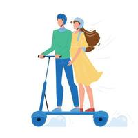 man en vrouw rijden op een elektrische scooter Vectorbeelden vector