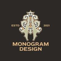 logo monogram vintage a vector