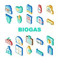 biogas energie brandstof collectie iconen set vector