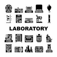 laboratoriumapparatuur voor analyse pictogrammen instellen vector