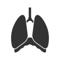 borstholte glyph pictogram. diafragma. menselijke longen. silhouet symbool. negatieve ruimte. vector geïsoleerde illustratie