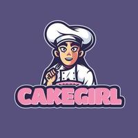chef-kok meisje logo mascotte cartoon illustraties vector