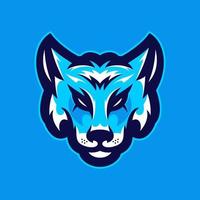 logo hoofd van blauwe wolf mascotte vector