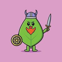 schattig stripfiguur groen blad viking piraat vector