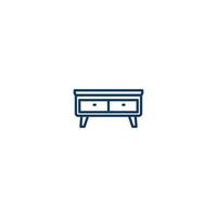 bureau tafelmeubel lijn icoon. lineair stijlteken voor mobiel concept en webdesign. bureau tafel meubilair overzicht vector pictogram. symbool, logo afbeelding. vectorafbeelding
