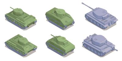 Tweede Wereldoorlog militaire tanks set vector