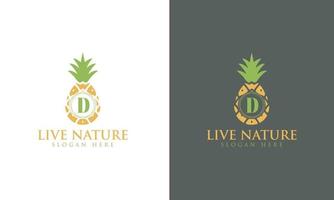 ananas pictogram minimalistische letter d logo ontwerp vector