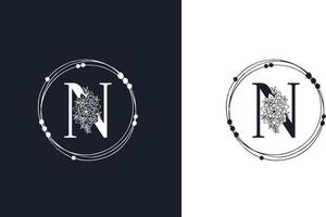 letter n minimalistische bloemen logo ontwerpsjabloon vector