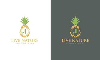 ananas pictogram minimalistische letter j logo ontwerp vector