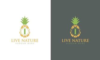 ananas pictogram minimalistische letter i logo ontwerp vector