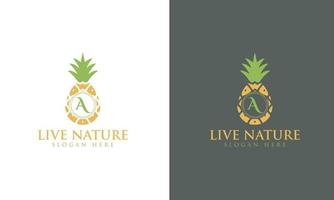 ananas pictogram minimalistische letter een logo ontwerp vector