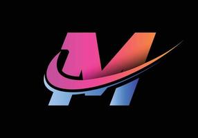 eerste letter m met een swoosh-logosjabloon. modern vectorlogotype voor bedrijfs- en bedrijfsidentiteit.