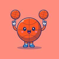 schattige basketbal cartoon vector pictogram illustratie. sport object pictogram concept geïsoleerde premium vector. platte cartoonstijl