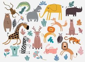 schattige jungle dieren vector set