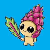 illustratie vectorafbeelding van dragon fruit schattig karakter perfect voor tshirt ontwerp of mascotte vector