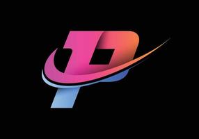 eerste letter p met een swoosh-logosjabloon. modern vectorlogotype voor bedrijfs- en bedrijfsidentiteit. vector